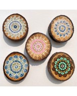 Teak Wood Fridge Magnets - Oval/Circle, Multicolour