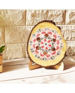 Teak Wood Wall Plate with Easel Stand - Red