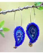 Upcycled Blue Paisley Block Printed Handmade Earrings