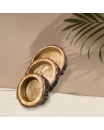 Mango Wood Serving Natural Log Bowls - Set of 3