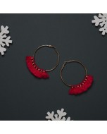 Tassel Hoops Earrings - Red