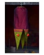 Maroon Green Handloom Khun Fabric Lantern cum Bag