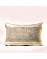 Handwoven Cushion Cover - Silver & Off White | Made from Upcycled Industrial Waste