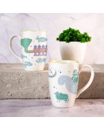 Manthan Porcelain Mugs - Set of 2, Multicolour, Churn & Ocean