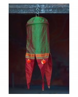 Orange Green Handloom Khun Fabric Lantern cum Bag