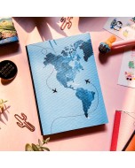 Cotton Canvas World Map Passport Cover - Blue