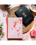 Cotton Canvas World Map Passport Cover - Pink