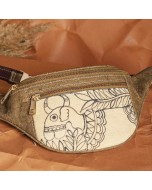 Bull Painted Cork Waist Pouch - Brown & Olive Green