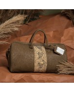 Fish Painted Cork Cabin Bag - Brown & Olive Green