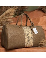 Peacock Painted Cork Cabin Bag - Brown & Olive Green