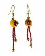 Upcycled Yellow ochre Handmade Potali Earrings