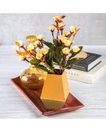 Metal Gaba Vase - Golden, Narrow Short