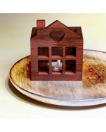 Kado House Shaped Wooden Candle Holder - Brown