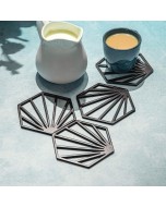 Kado Hexagonal Coaster - Black, Set of 4