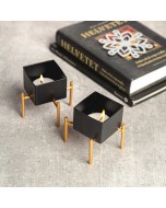 Handcrafted The Lappi Collection Candle Holder - Black & Gold, Set of 2
