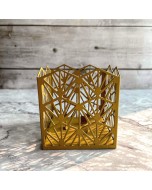 Dull Gold Square Shaped Candle Holder - Golden