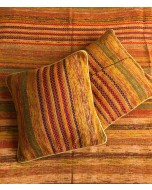 Cotton durrie Cushion Covers, Upcycled from Saree - Yellow and Red