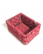 Assorted Rope Basket, Upcycled from Saree & Bamboo - Shades of Pink
