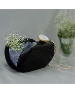 Baroque Capsule Clutch with White Stone - Black