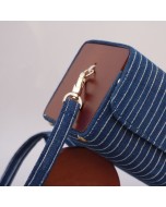 Striped Square Shoulder Bag - Blue