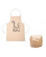 Cotton Canvas Unicorn, Dinosaur Aprons & Chef Caps - Off White, Pack of 2
