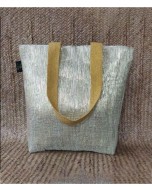 Handwoven Shop-N-Go Tote, Made from Upcycled Plastic, Silver