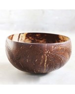Palm Leaf Jumbo Coconut Bowl with Spoon and Fork - 900 ml, Brown