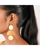 Handcrafted Brass 3-Step Textured Earring - Golden