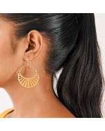 Handcrafted Brass Half Moon Earring - Golden