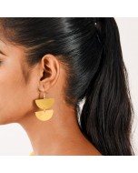 Handcrafted Brass Two Step Half Circle Earring - Golden