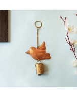Handmade Copper Bell Keyring with Bird Design