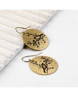 Handcrafted Brass Bird Hanging Earring - Golden