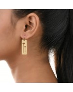 Handcrafted Brass Geometrical Design Earring - Golden