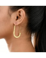 Handcrafted Brass U Shape Hammered Earring - Golden