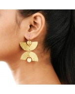 Handcrafted Brass Half Circle Earring - Golden