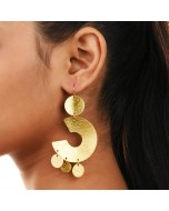 Handcrafted Brass Half Circles Earring - Golden