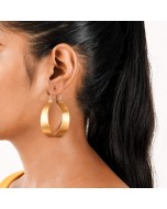 Handcrafted Brass Loop Shaped Earring - Golden