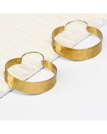 Handcrafted Brass Wave Pattern Loop Shaped Earring - Golden