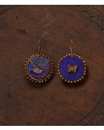 Upcycled Ushas Vani Peacock Earrings - Purple