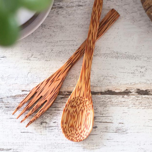 Handmade Coconut Wood Spoon & Fork - Pack of 2 each