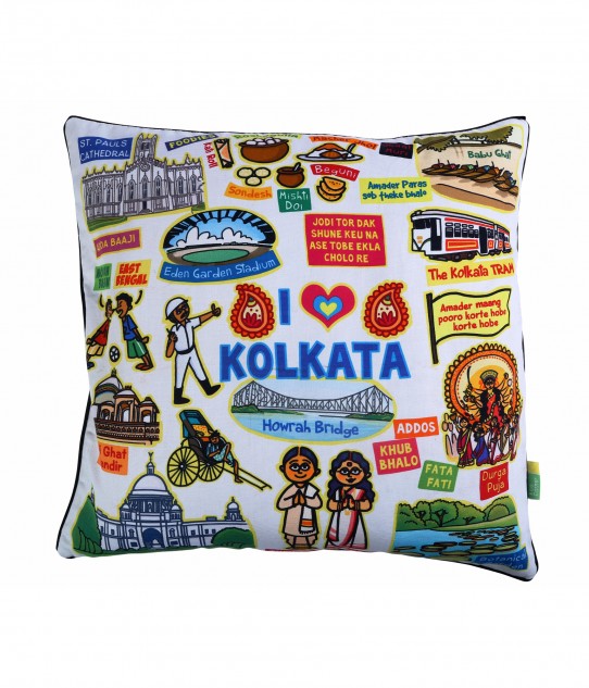 White Kolkata Cushion Cover
