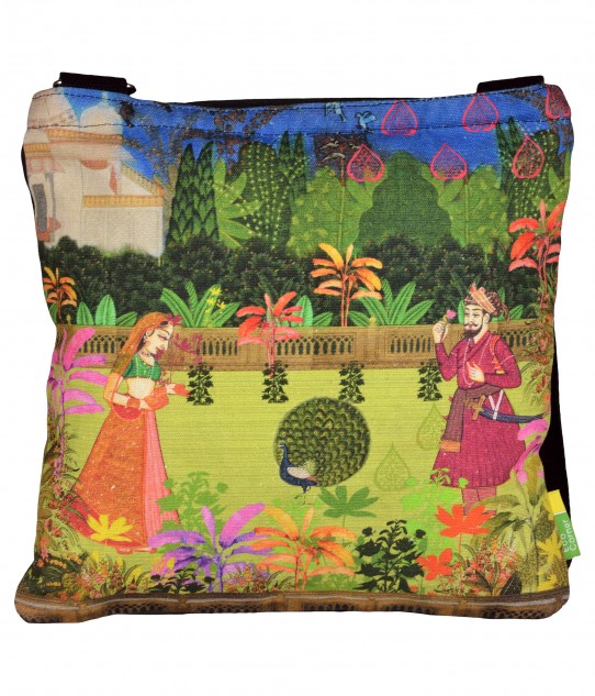 Indian Art Garden Cotton Sling Bag