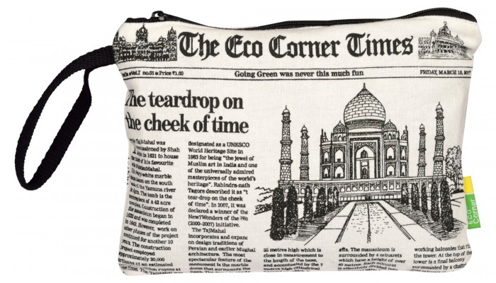 Big India Newspaper Cotton Pouch
