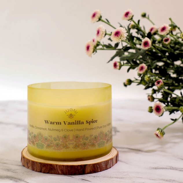 Handpoured Warm Vanilla Spice Soy Wax Aroma Candle - 450 ml
