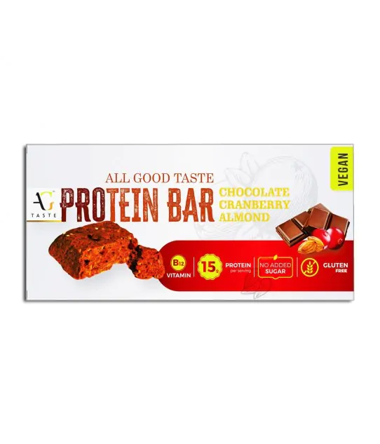 Chocolate Cranberry Almond Vegan Protien Bar - Pack of 6, 270g