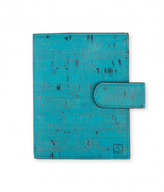 Cedar Passport Sleeve, Made from Cork - Turquoise