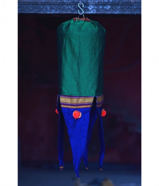 Blue Green Handloom Khun Fabric Lantern cum Bag
