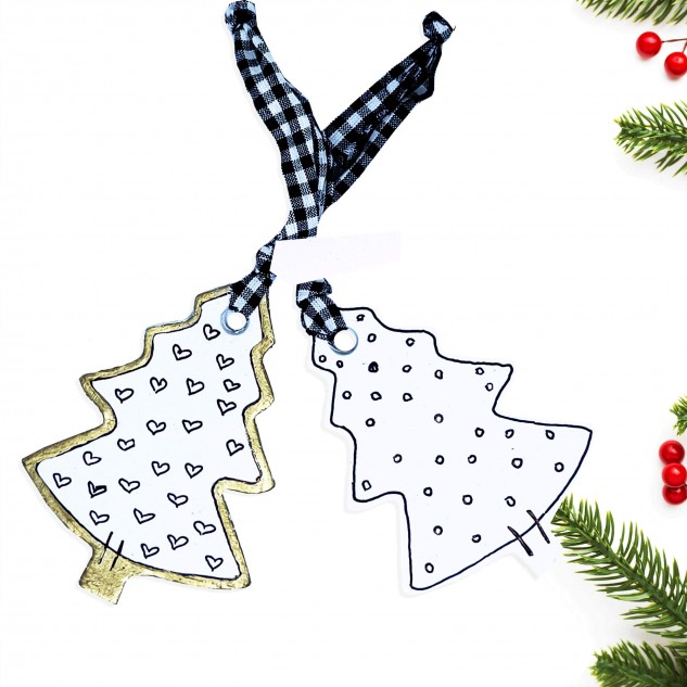 Xmas Tree Ornament|Made from Recycled Paper Clay - White, Pack of 2