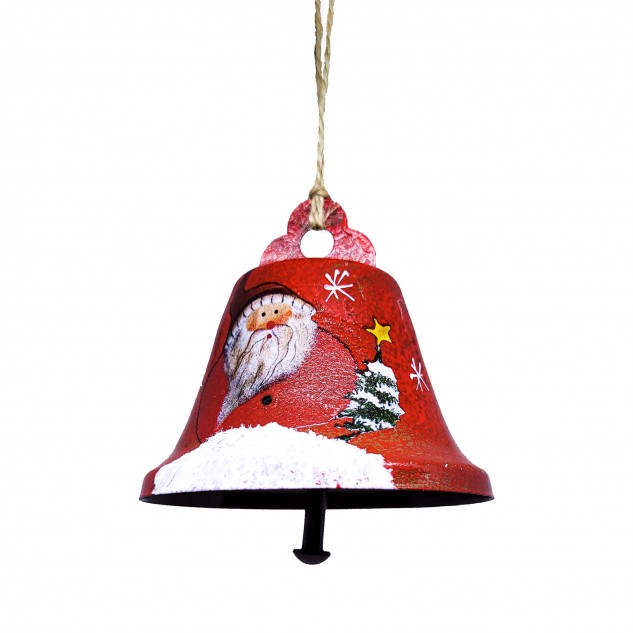 Metal Bell Bauble Ornament - Red