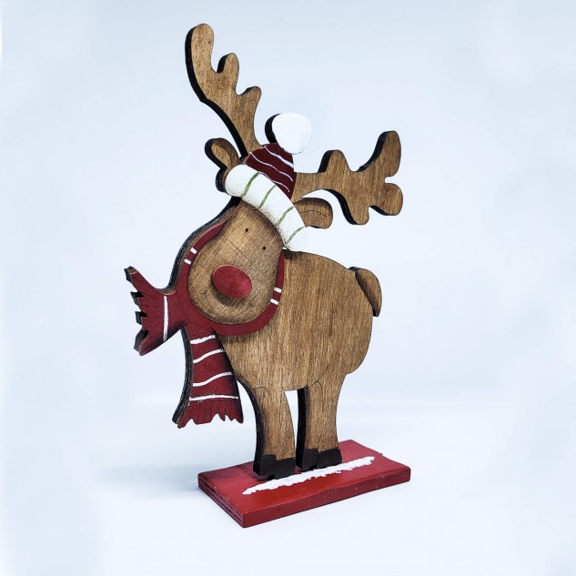 Wooden Table Stand Reindeer - Brown